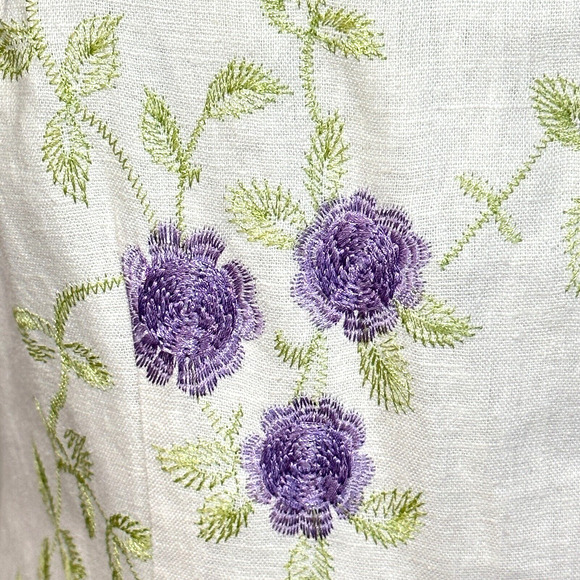 Sheri Martin New York Linen Blend Embroidered Floral Dress Women's Size 6 - Picture 9 of 11